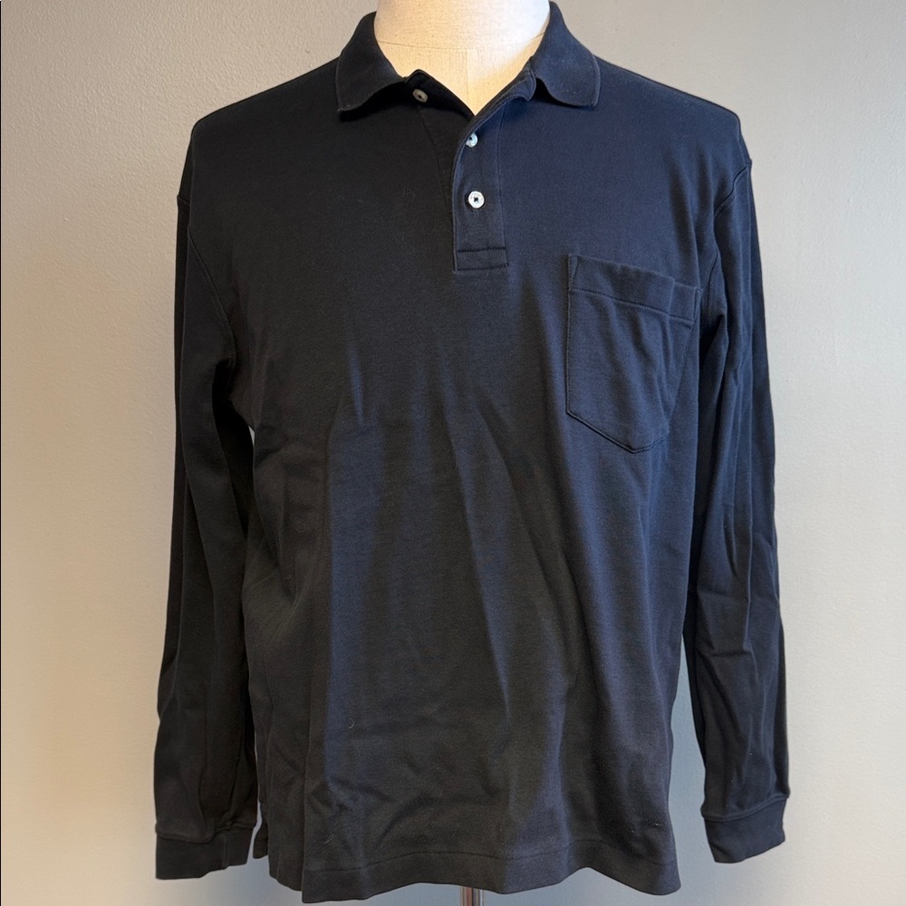 Lands’ End Pima Cotton Polo Shirt Black L